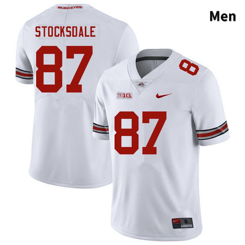 Ohio State Buckeyes Reis Stocksdale Men's #87 White Authentic Stitched College Football Jersey